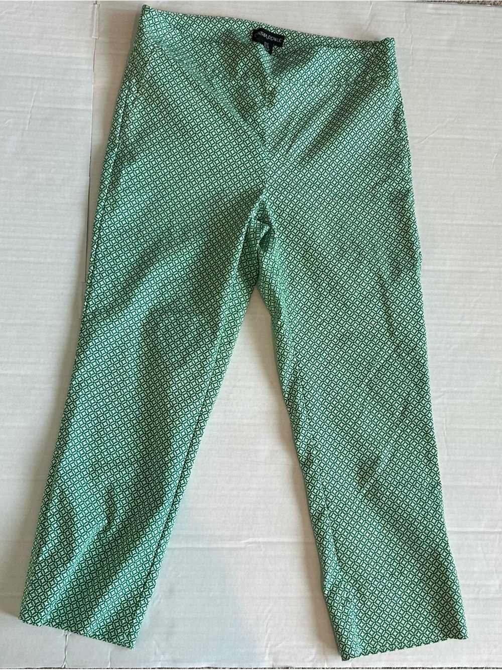 Cynthia Rowley White and Green Geo-Print Pants